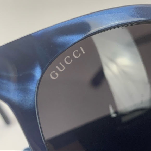 ❌SOLD❌GUCCI GG0081SK 005 Blue Acetate Oval Frames - Picture 4 of 16